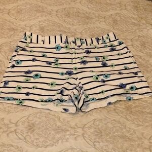 Elle Woman's White With Blue Stripes, Green & Blue Flowers, Size: 12